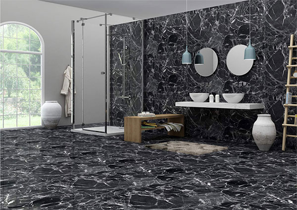 black and white bathroom porcelain tiles